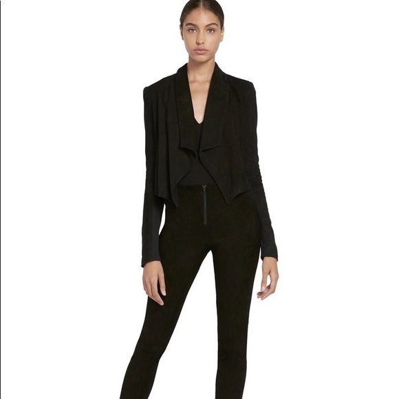 NWT $898 Alice + Olivia Harvey Suede Leather Open Front Jacket Coat - Picture 2 of 9